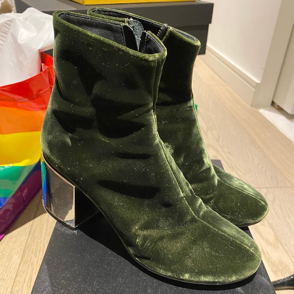 MM6 Velvet Green Ankle Boots | Size 37